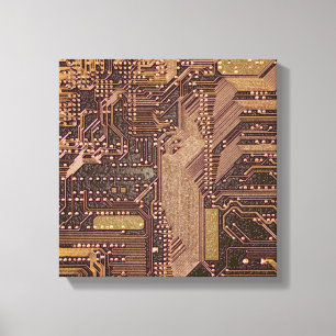 Toile Gold Cyber Circuit Board Tech Art Electronique