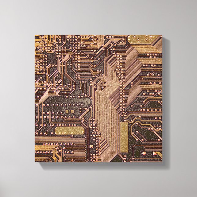 Toile Gold Cyber Circuit Board Tech Art Electronique (Recto)