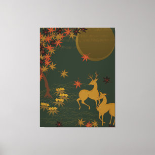 Toile Gold Fall Moon Russe Forêt Nature Cerf