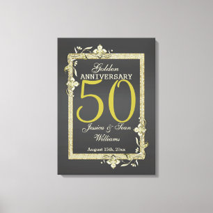 Toile Gold Gem & Parties scintillant 50e Mariage d'or