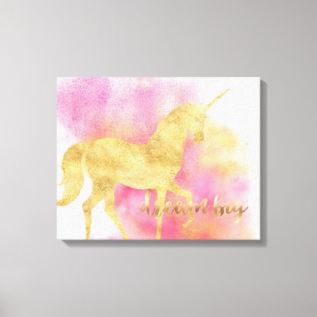 Toile Gold Rose Glitzy Dream Big Unicorn (Recto)