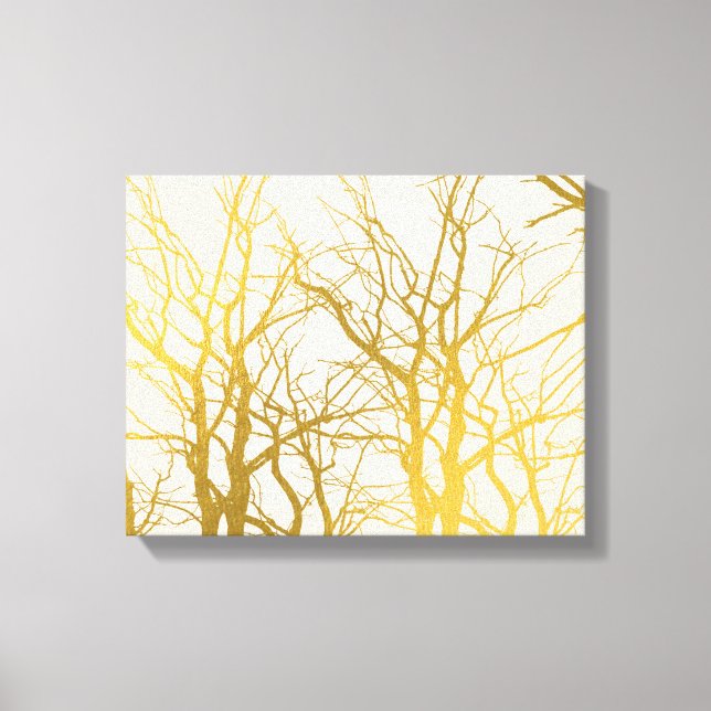 Toile Gold Tree Branches Motif Arrière - plan beige (Recto)