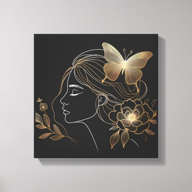 Toile Golden Butterfly Crown on Feminine Profile (Recto)