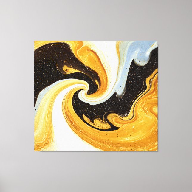 Toile Golden Celestial Swirl Abstract Liquid Marble Art (Recto)