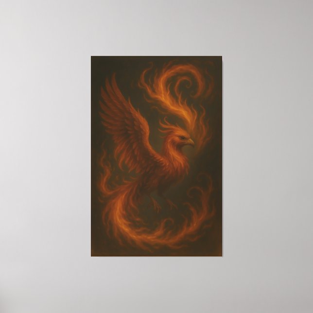 Toile Golden Fire Phoenix • Luxury Fine Art Canvas Print (Recto)