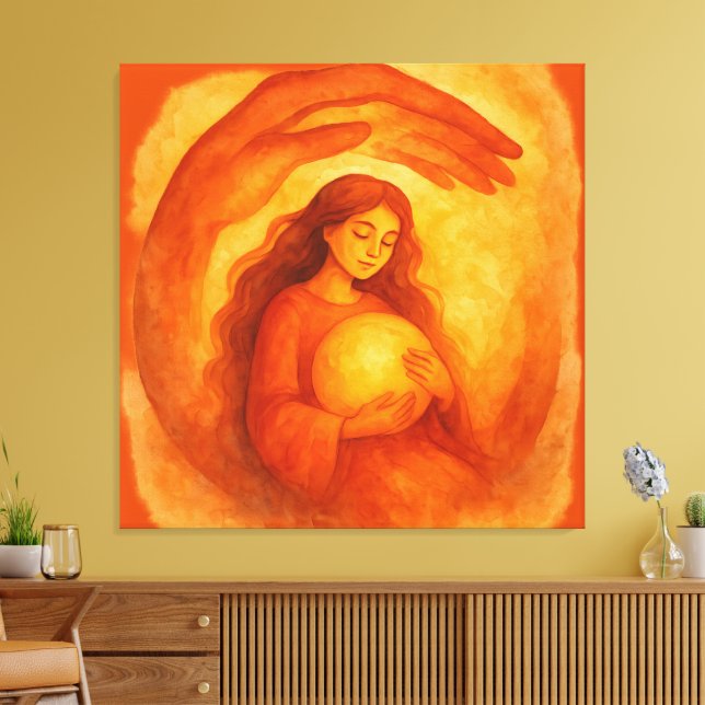 Toile Golden Girl Holding Light Warm Protective Art (Insitu(Salon))