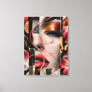 Toile 	Golden Glamour Woman Collage Art