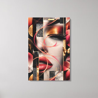 Toile 	Golden Glamour Woman Collage Art