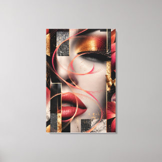 Toile 	Golden Glamour Woman Collage Art