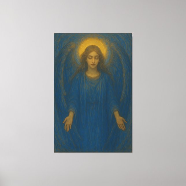 Toile Golden Halo Blessing Angel – Sacred Blue Wing Guar (Recto)