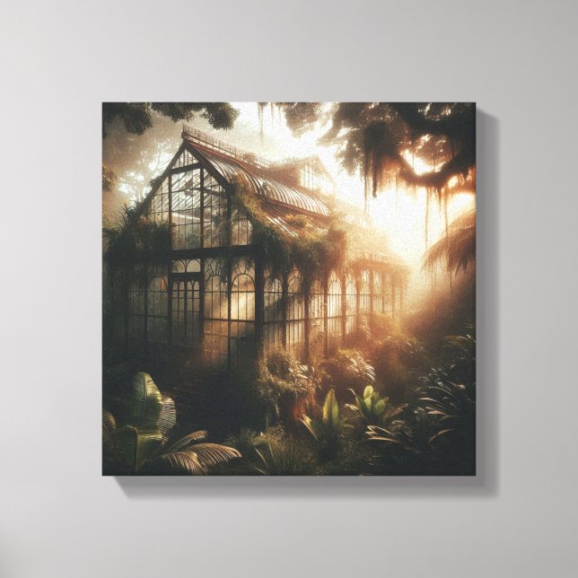 Toile Golden Jungle Glasshouse Reclaimed by Nature (Recto)