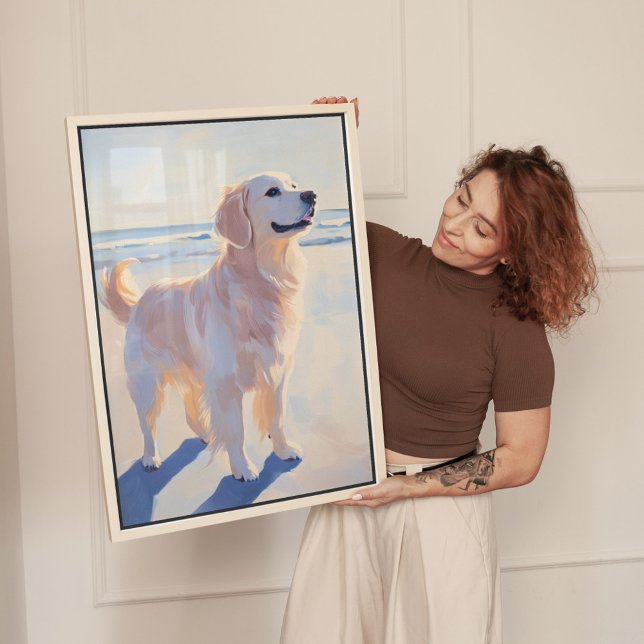 Toile Golden Retriever at the Beach Art Imprimer (Créateur téléchargé)