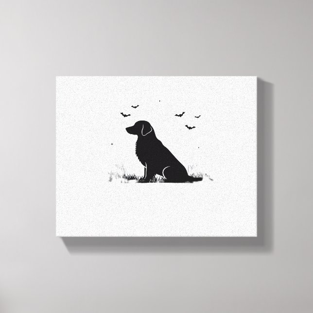 Toile Golden Retriever Chien - Halloween Moon Silhouette (Recto)