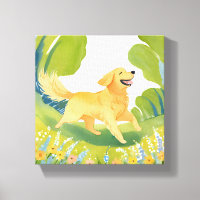 Golden Retriever heureux | Peinture à l'aquarelle 