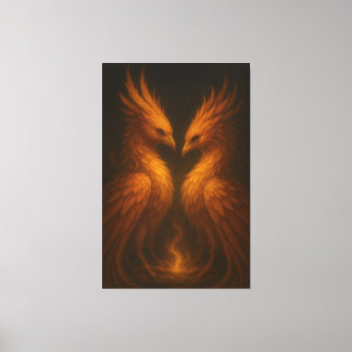 Toile Golden Twin Phoenix • Luxury Fine Art Canvas
