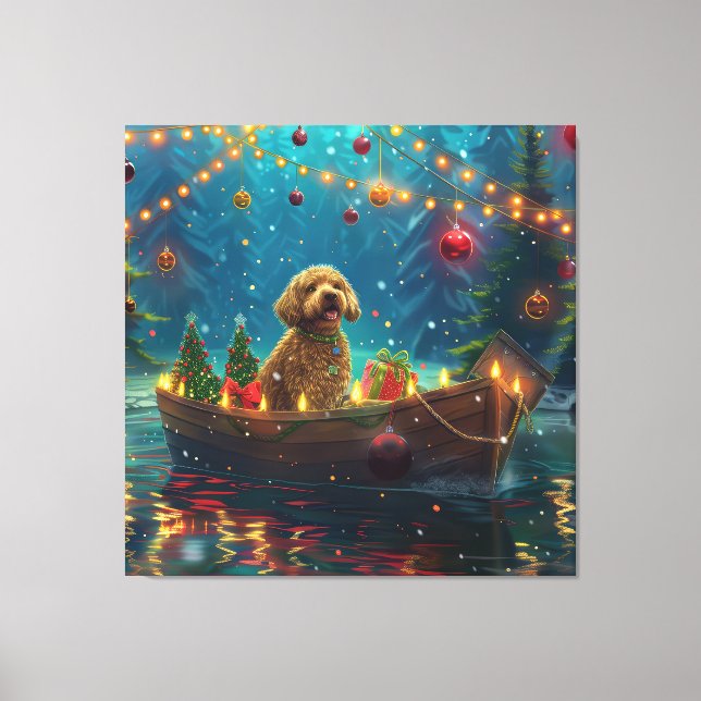 Toile Goldendoodle Noël Festive Voyage (Recto)