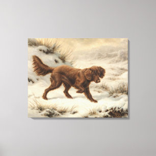 Toile Gordon Setter Dog dans un paysage hivernal enneigé