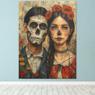 Toile Gothique mexicaine esthétique, visage crâne, dia d