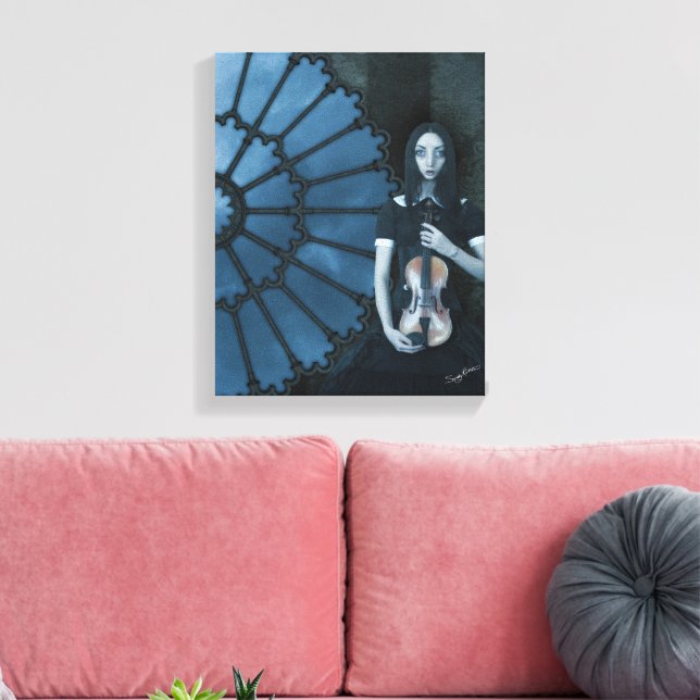 Toile Gothique Victorian Girl tenant Violon Imaginaire f (Insitu(Salon))