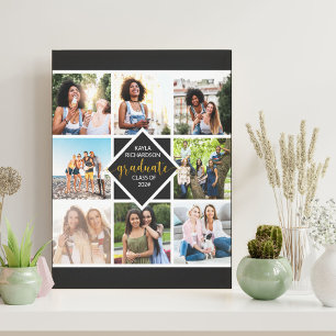 Toile Graduation 8 Collage de photos Coutume noir et or