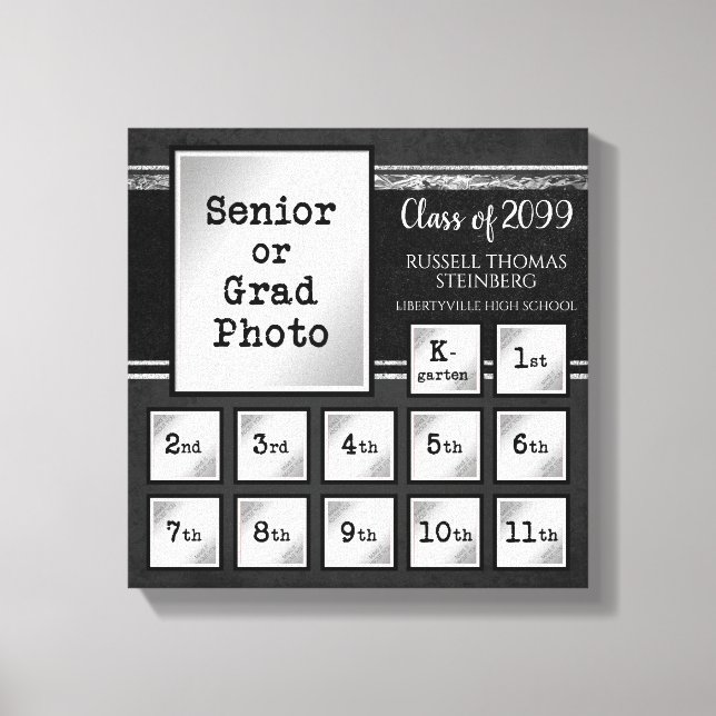 Toile Graduation K-12 Photos Black & Silver Keepsaké (Recto)