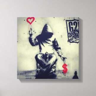 Toile Graffiti argent ou amour