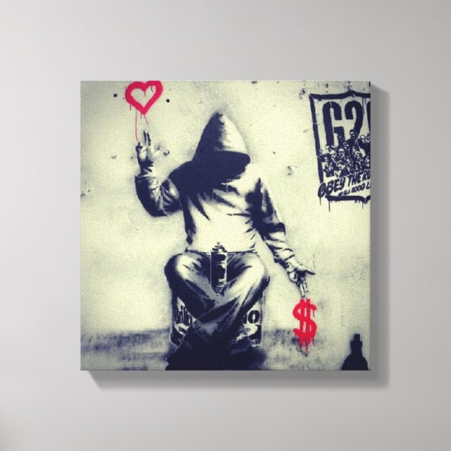 Toile Graffiti argent ou amour (Recto)