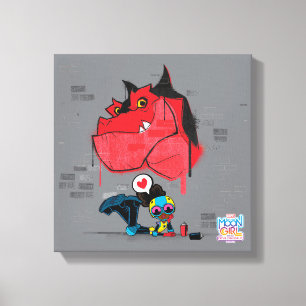 Toile Graffiti Lune Girl and Devil Dinosaur Peinture