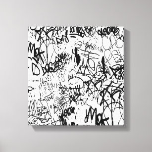 Toile Graffiti noir et blanc Collage Abstrait