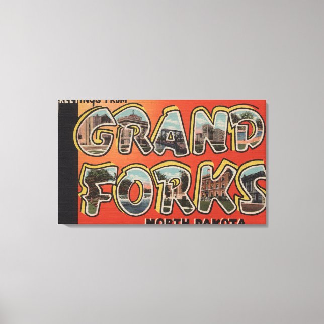 Toile Grand Forks, Dakota du Nord - Scènes à grandes let (Recto)
