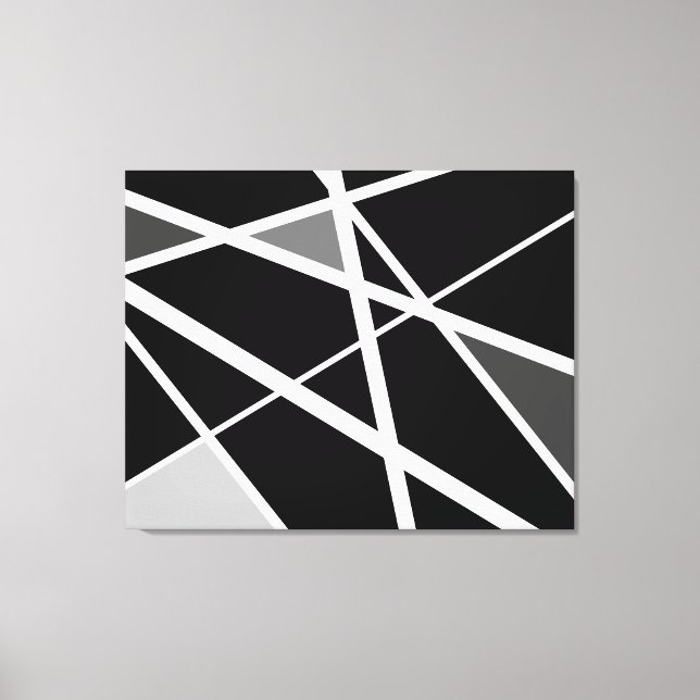 Toile Grand noir blanc moderne géométrique art abstrait (Recto)