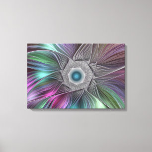 Toile Grande Fleur colorée Abstraite Trippy Fractal Art