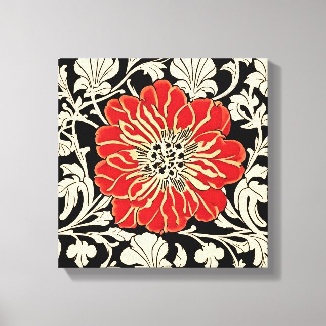 Toile Grande Fleur Rouge Art Nouveau (Recto)
