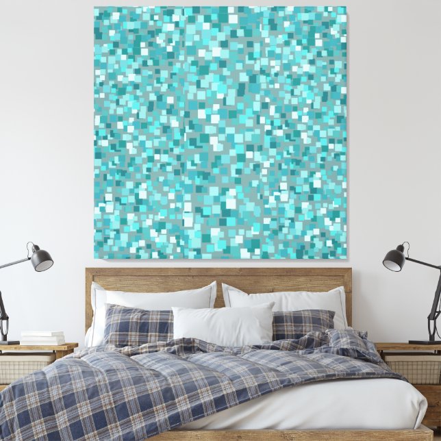 Toile Grande Mosaïque Turquoise Mur Décor Art (Insitu(Chambre))