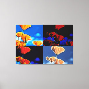 Toile Grandes Poppies Quadtych Art Enveloppé Canvas
