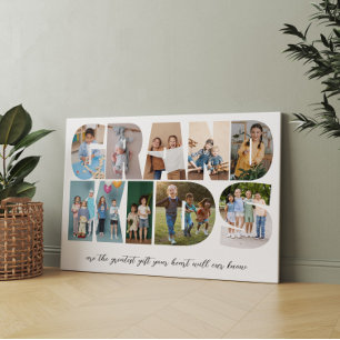 Toile Grandkids 9 Photo Collage, Cadeau pour grands-pare