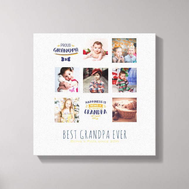 Toile GRANDPA PHOTO COLLAGE CADEAU Fier Papa Pops Gramps (Recto)