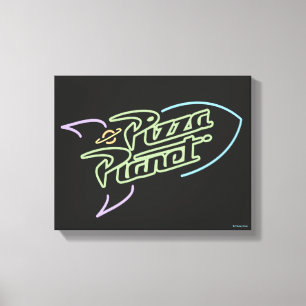 Toile Graphique des signes néon de la planète de pizza