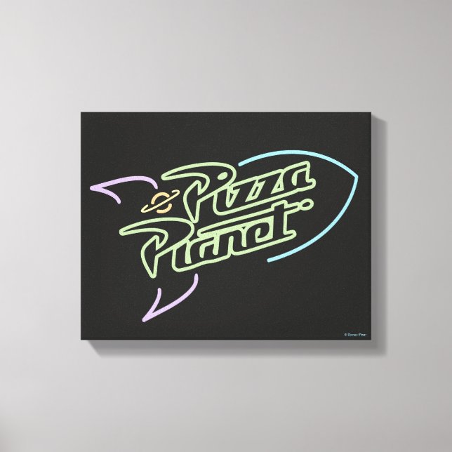 Toile Graphique des signes néon de la planète de pizza (Recto)