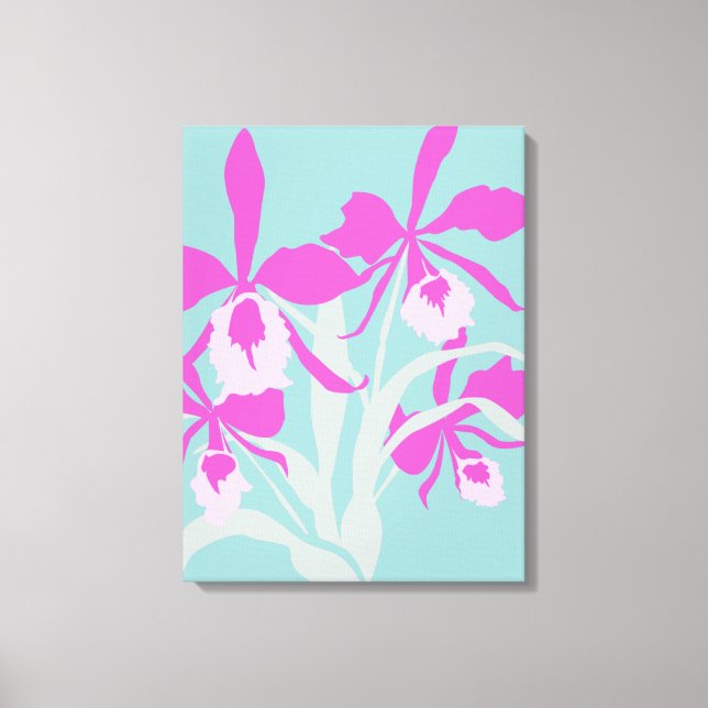 Toile Graphisme fleurs modernes violet imprimé aqua orch (Recto)