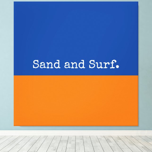 Toile Gras Bleu Orange Plage minimaliste Abstrait (Insitu (Plancher de Bois))