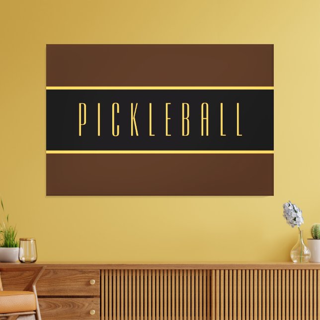 Toile Gras noir foncé Brown or PICKLEBALL bandes (Insitu(Salon))