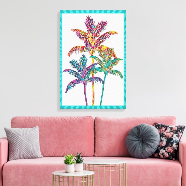 Toile Gras Pop Art Palm Trees Tropical Design (Insitu(Salon))