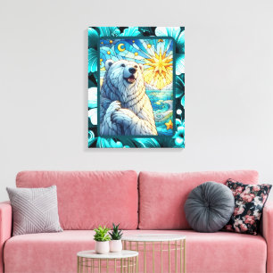 Toile Gratuit Ours Polaire Whimsical Faux Verre Tiré