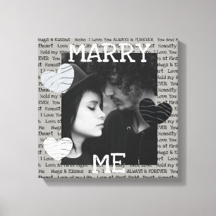 Toile Gray and White Marry Me Couple's Photo Wall Art