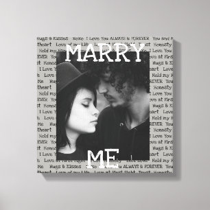 Toile Gray and White Marry Me Couple's Photo Wall Art