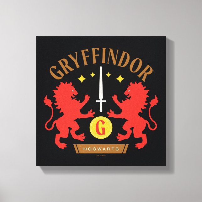 Toile GRAYFFINDOR™ Maison double Lion épée graphique (Recto)