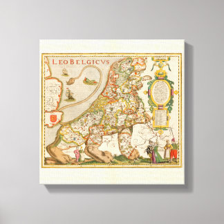 Toile Great Old Map of Belgium (Year 1617)