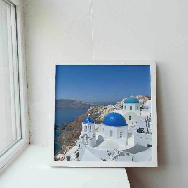 Toile Grèce Oia Santorin Blue Dome Vacances (Créateur téléchargé)