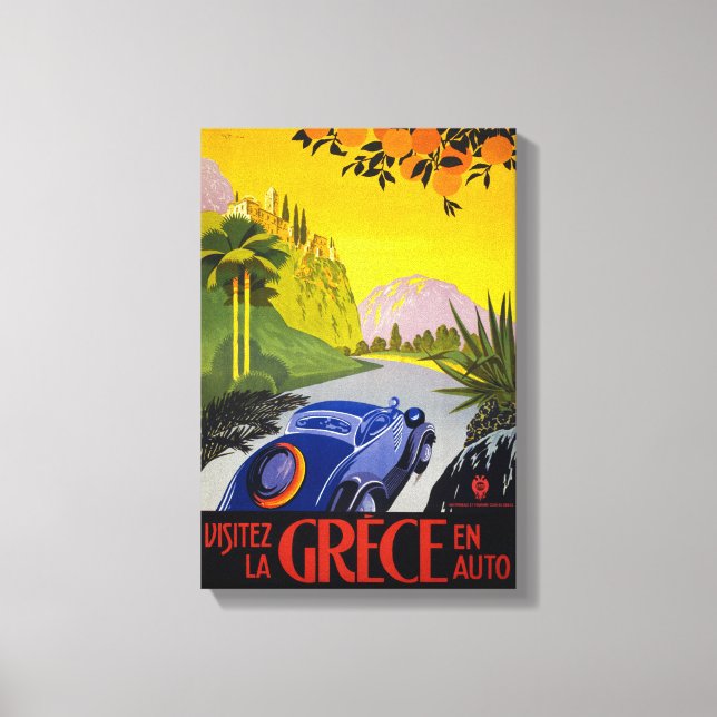 Toile Grèce Poster Vintage voyage restauré (Recto)